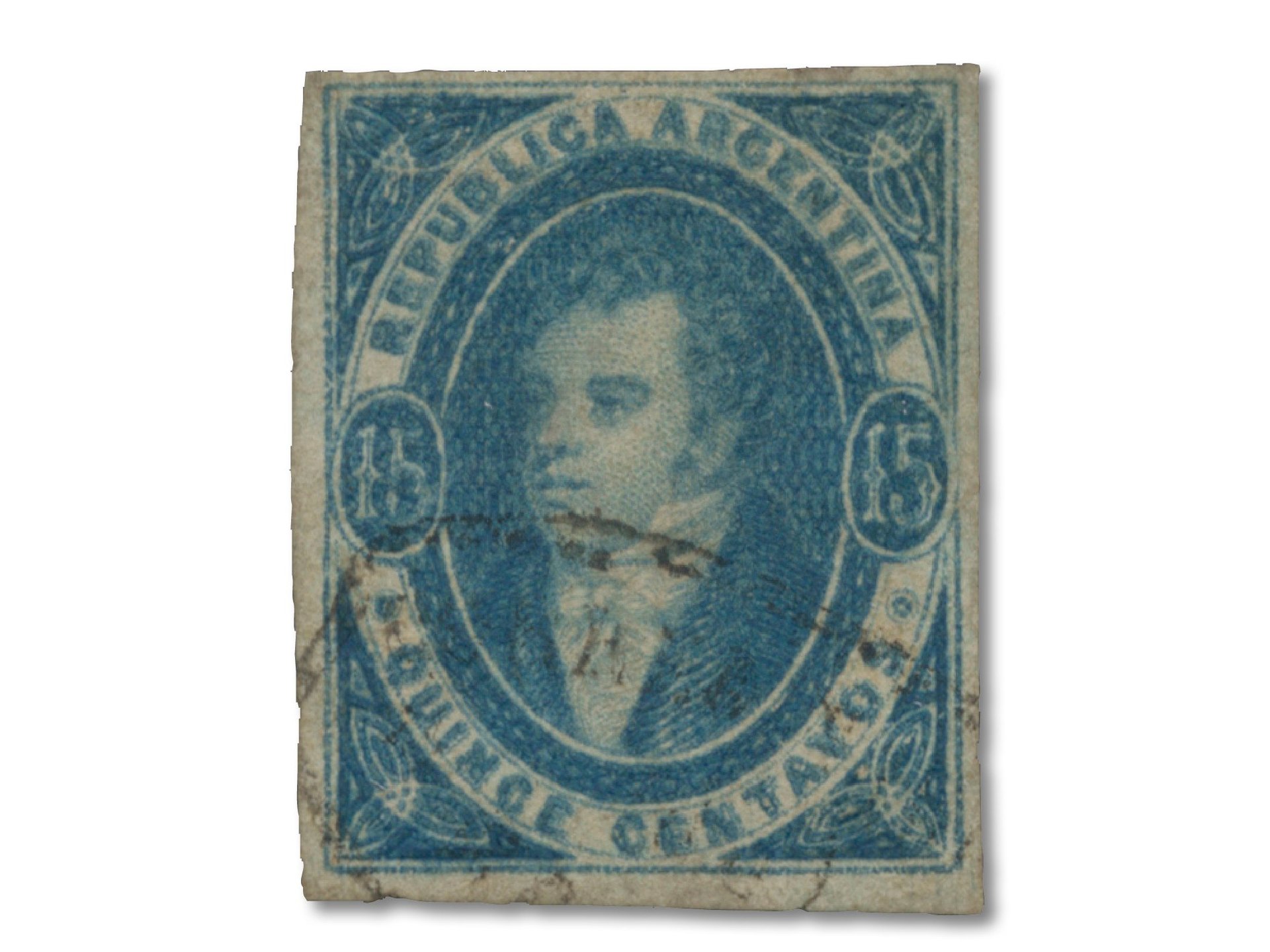 einzelne Briefmarke Argentinien von 1864 Rivadavia