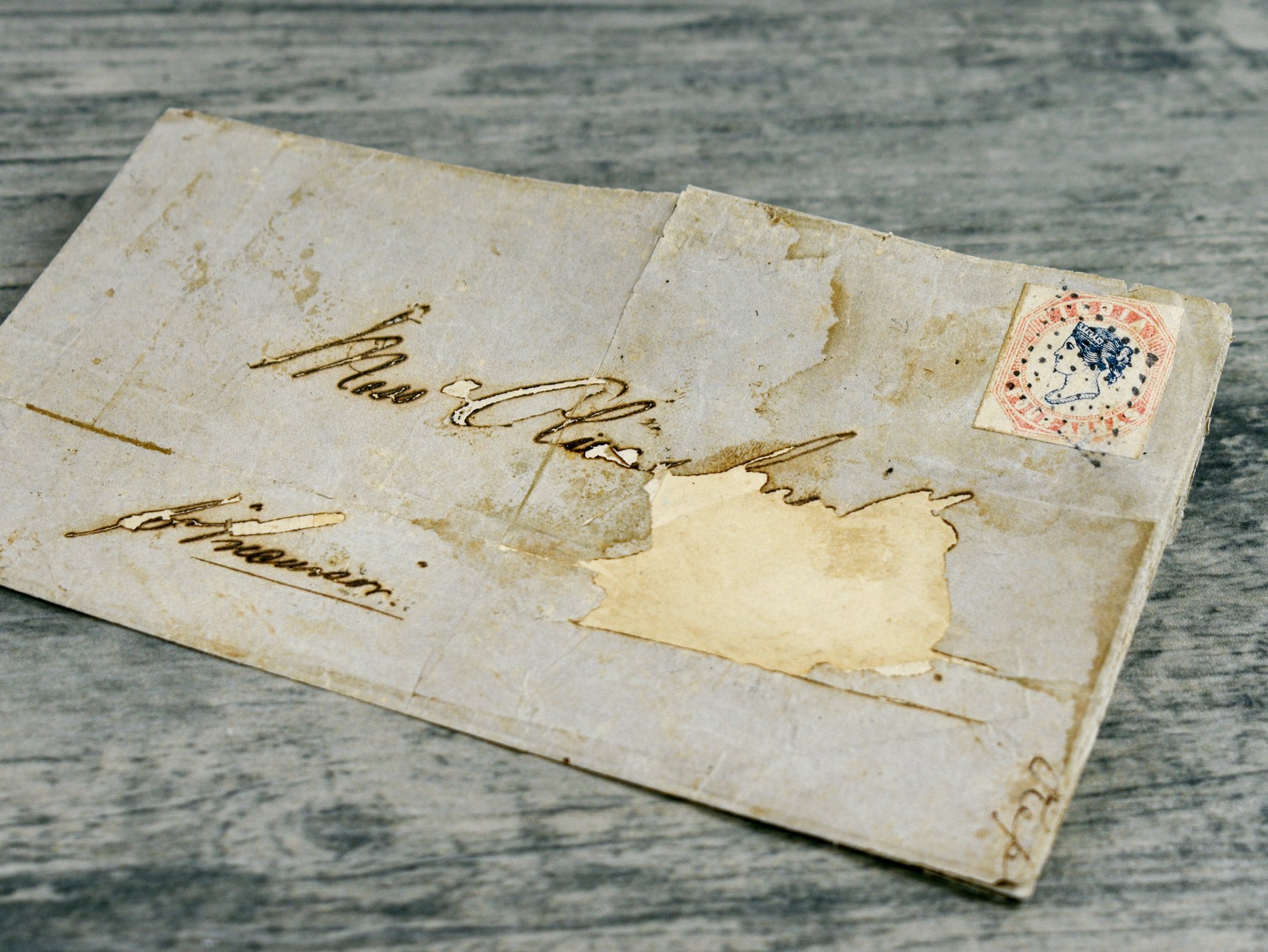 Brief, auf einer 4-eckig geschnittenen 4 Anna-Marke aus dem Jahre 1854