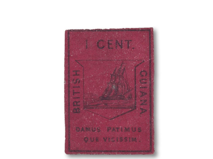 1852 1 Cent black/magenta, unused without gum, all around close to wide margins
